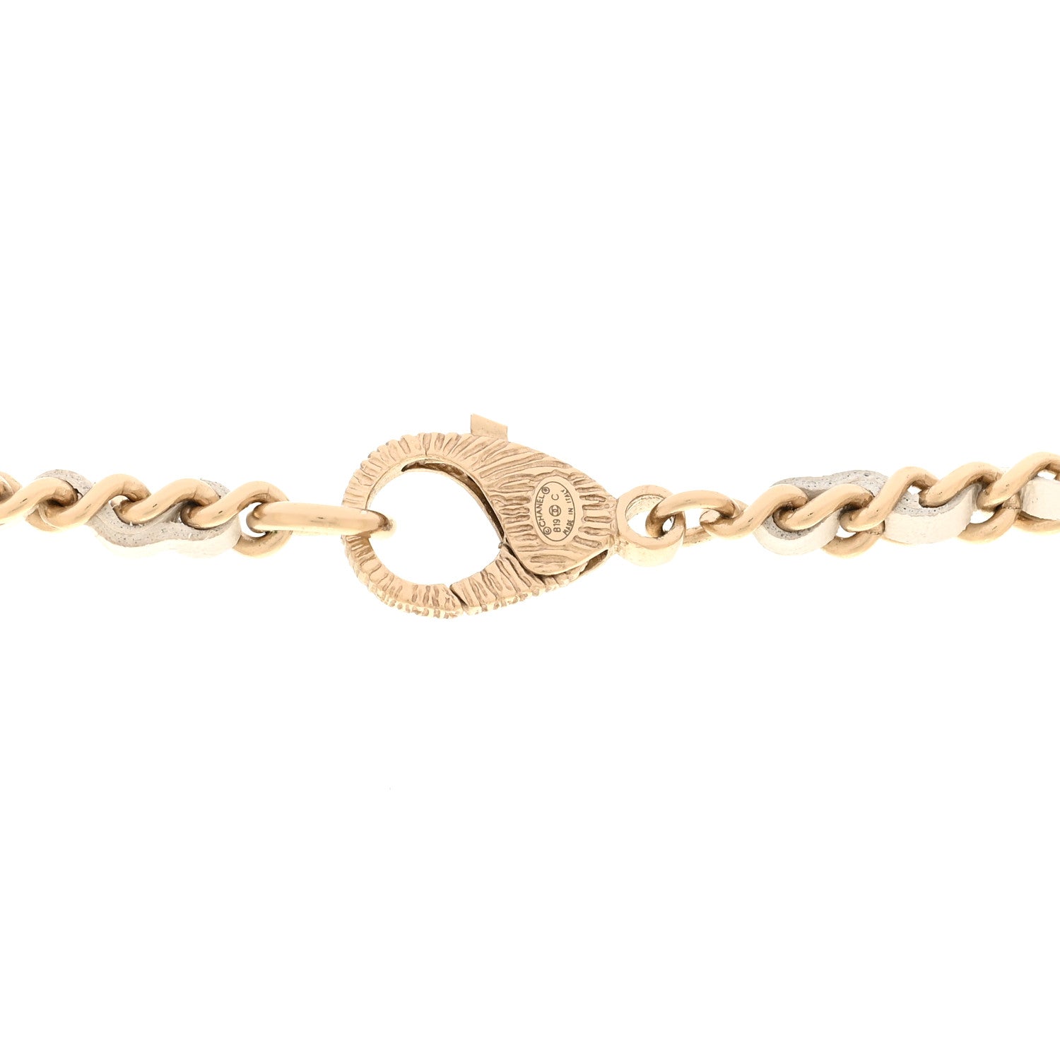 Chanel Pearl Crystal Lambskin Chain CC Necklace White Gold 5 of 7