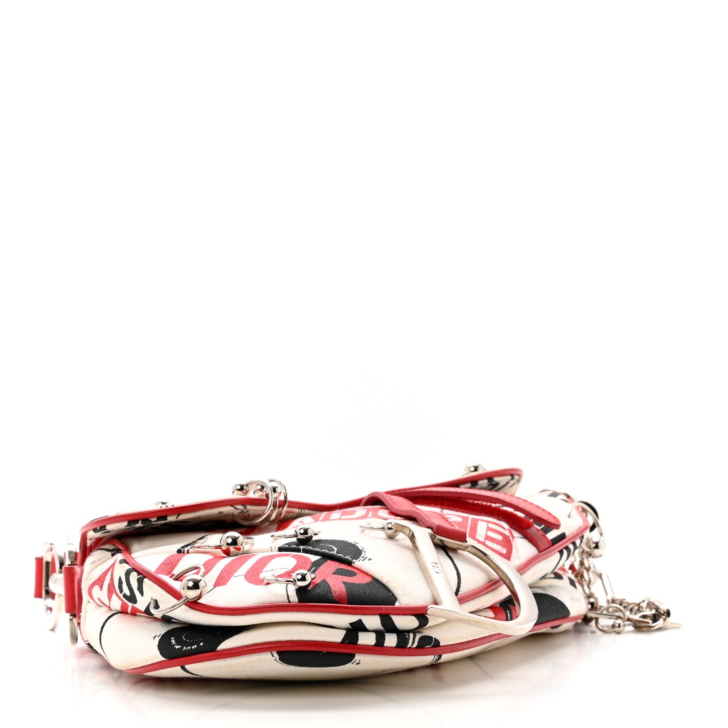 Canvas Hardcore Pierced Saddle Bag White Red Black