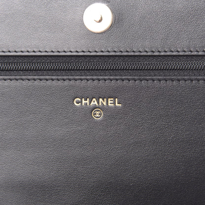Chanel Caviar Camellia Embossed Wallet On Chain WOC Black 6 of 12