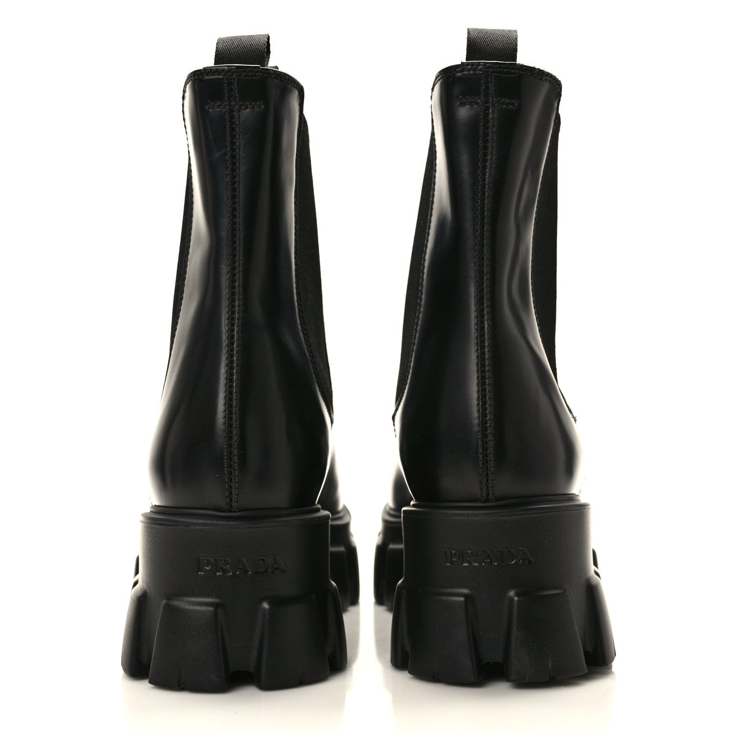 Prada Spazzolato Rois Triangle Monolith Chelsea 55mm Boots 39 Black 5 of 8