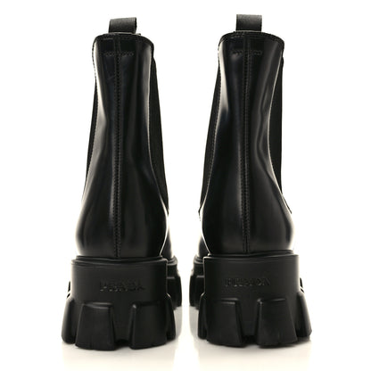 Prada Spazzolato Rois Triangle Monolith Chelsea 55mm Boots 39 Black 5 of 8