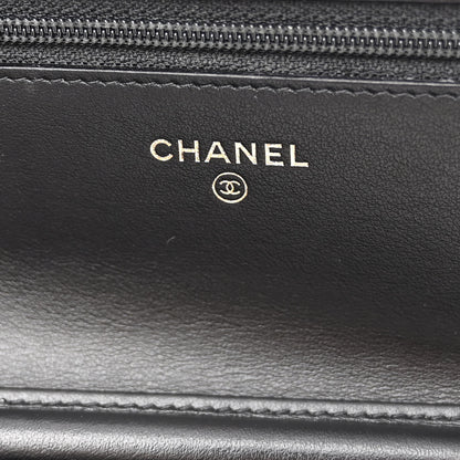 Chanel Caviar Quilted CC Filigree Wallet On Chain WOC Black 6 of 10