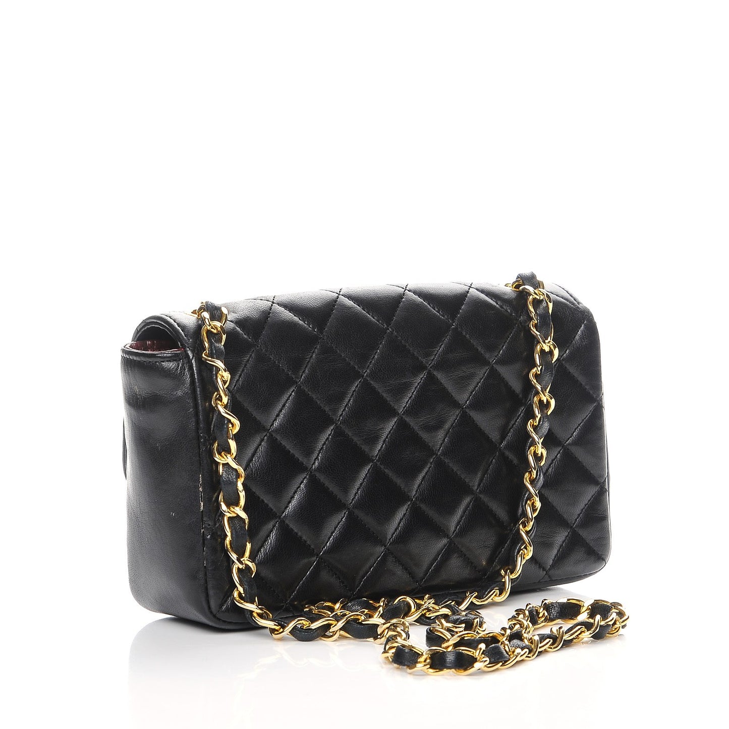 Lambskin Quilted Mini Rectangular Flap Black