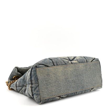 Saint Laurent Denim Quilted Small Loulou Puffer Monogram Chain Satchel Blue Cinnamon 3 of 11