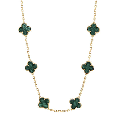 Van Cleef & Arpels 18K Yellow Gold Malachite 10 Motifs Vintage Alhambra Necklace 1 of 8