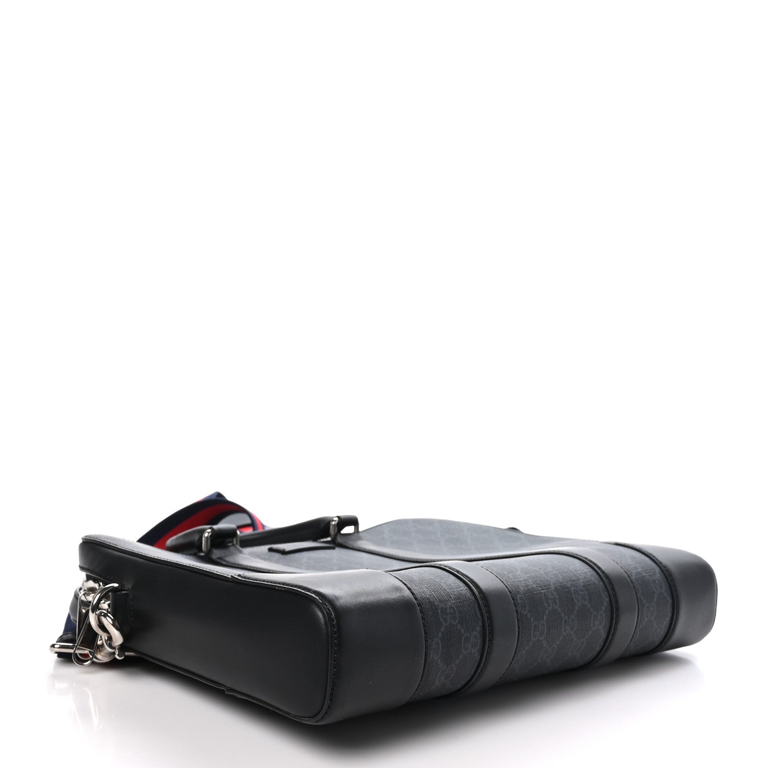Gucci GG Supreme Monogram Appia Calfskin Web Briefcase Black 4 of 11