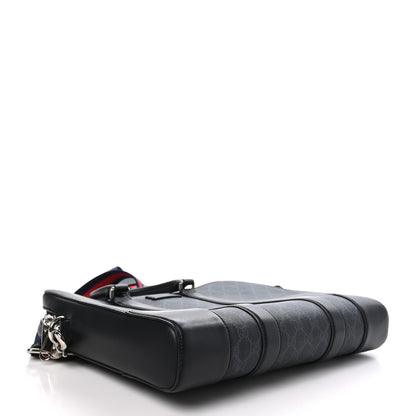 Gucci GG Supreme Monogram Appia Calfskin Web Briefcase Black 4 of 11