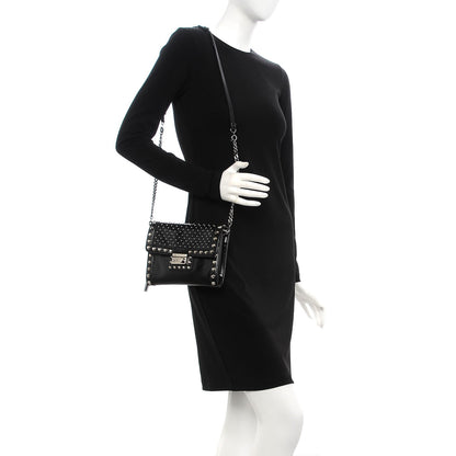Prada Saffiano Vernice Studded Crossbody Bag Black 2 of 8