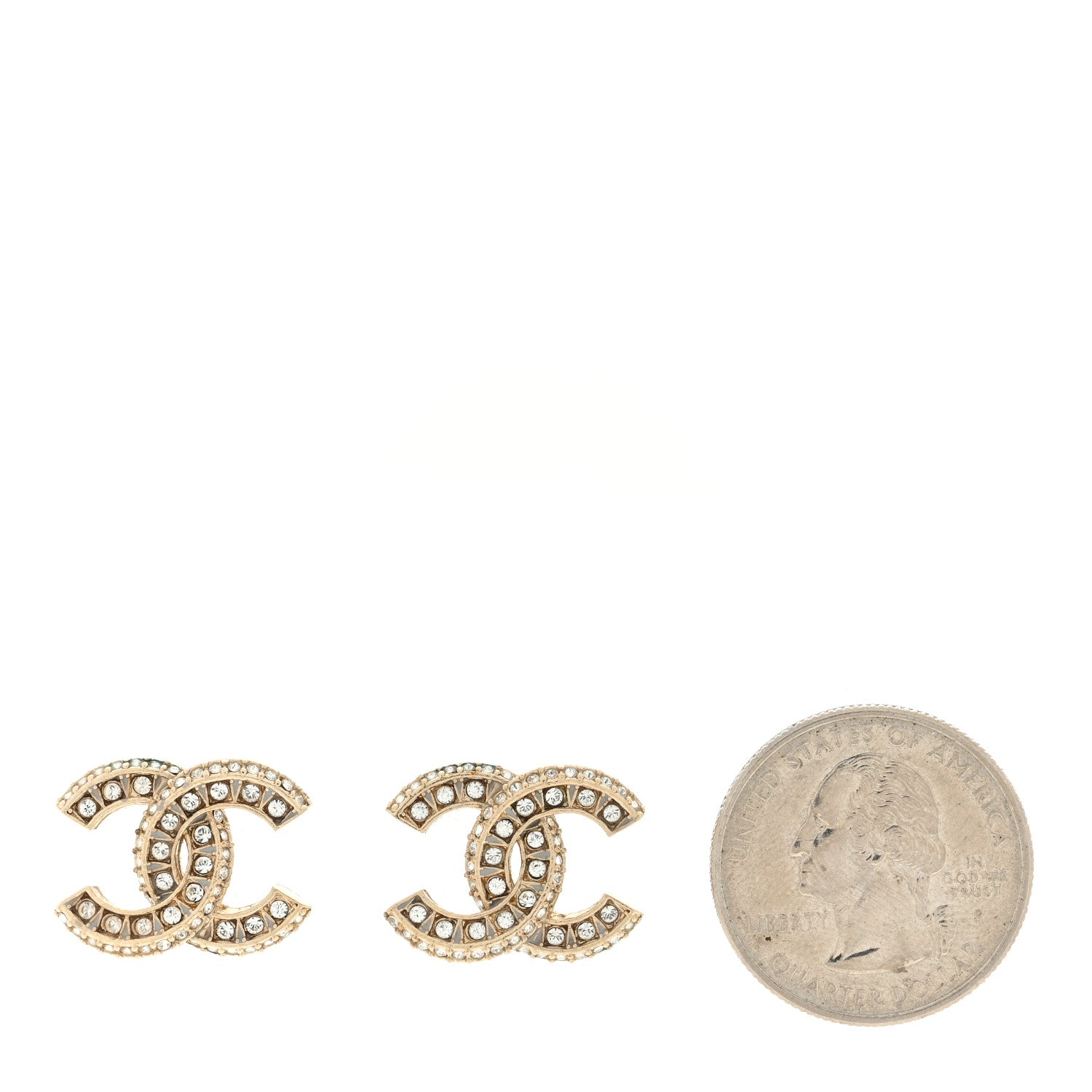 Chanel Crystal Timeless CC Earrings Light Gold 2 of 4