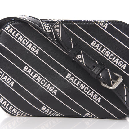 Balenciaga Calfskin Diagonal Allover Logo Print XS Ville Camera Bag Black White 10 of 10