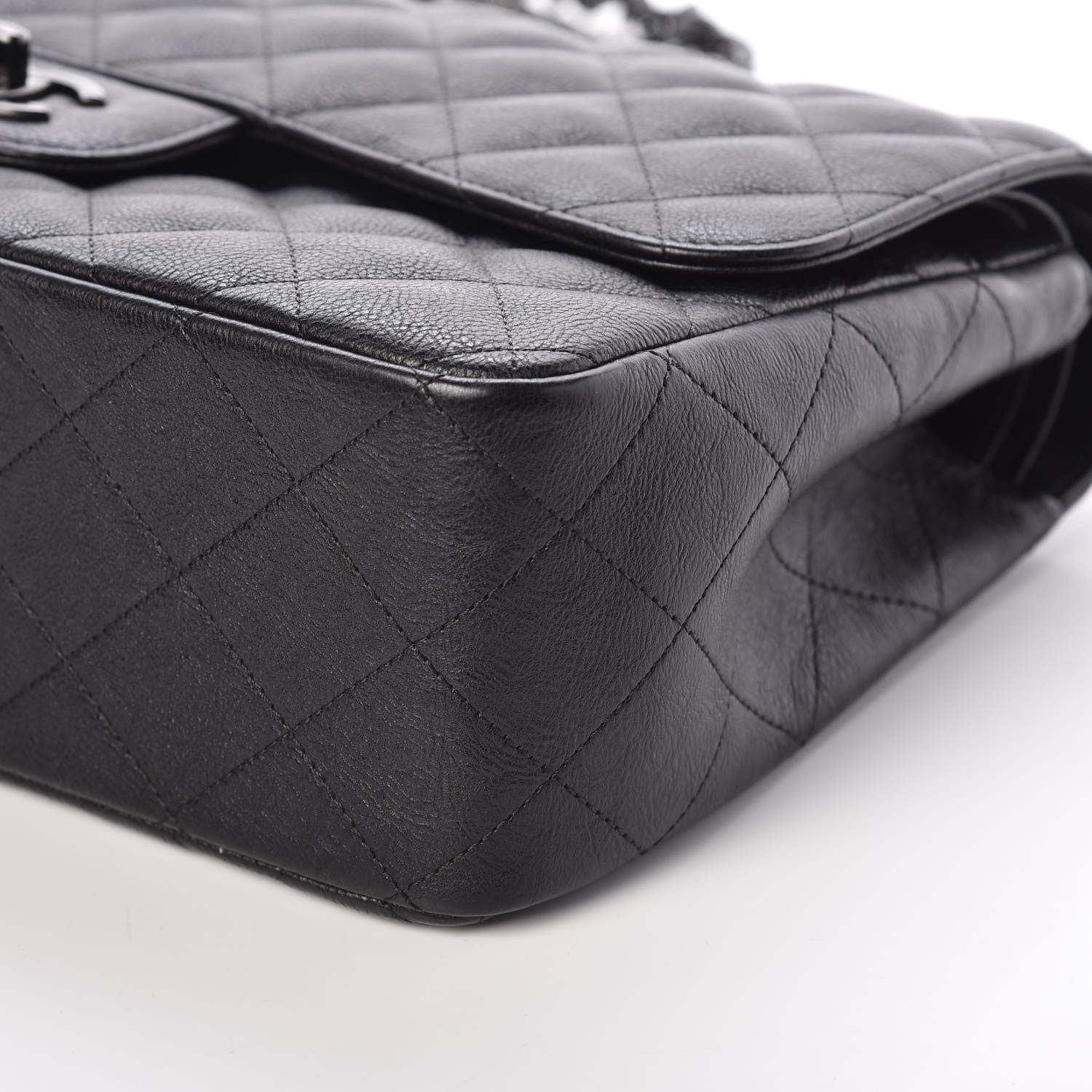 Chanel Crumpled Calfskin Quilted Jumbo Double Flap So Black 9 of 10