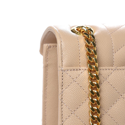 Saint Laurent Grain De Poudre Mixed Matelasse Large Triquilt Monogram Satchel Nude Powder 11 of 11