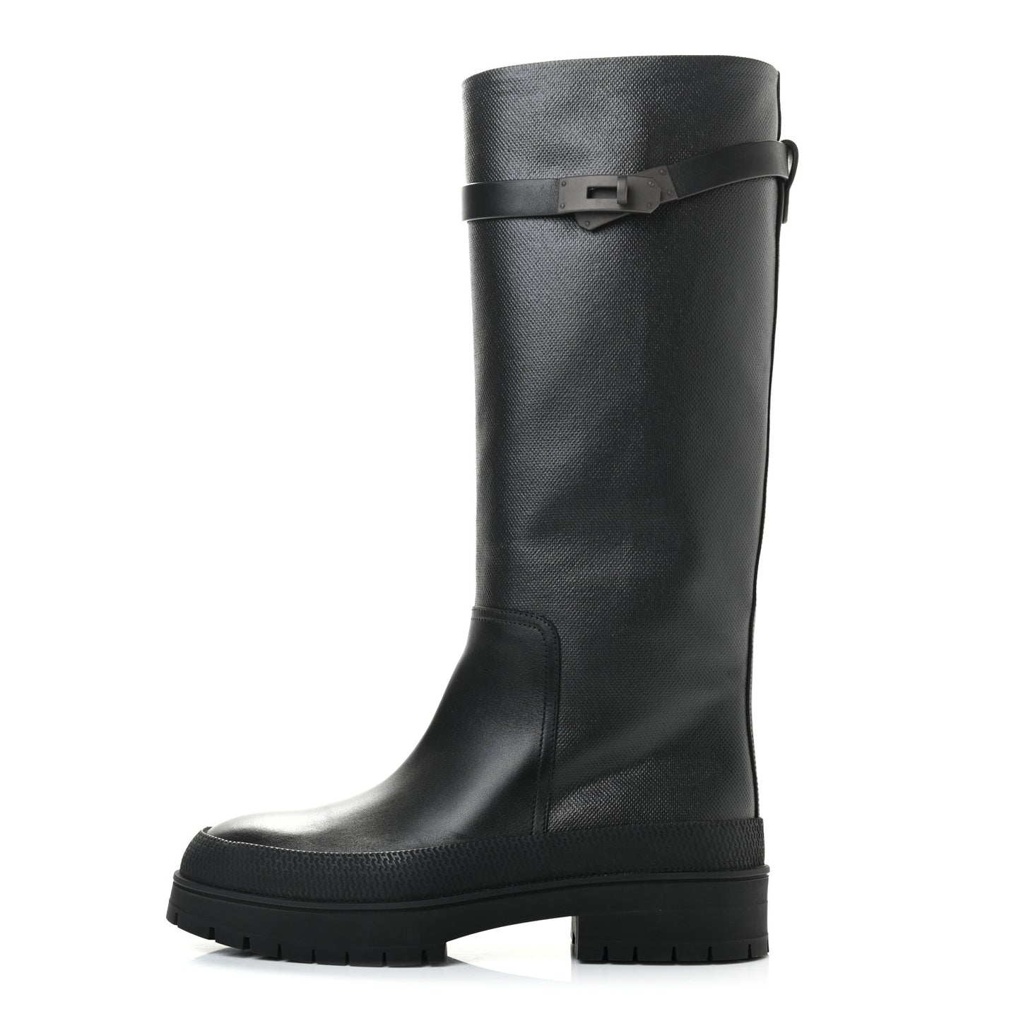 Coated Canvas Calfskin Barn Boots 37.5 Black