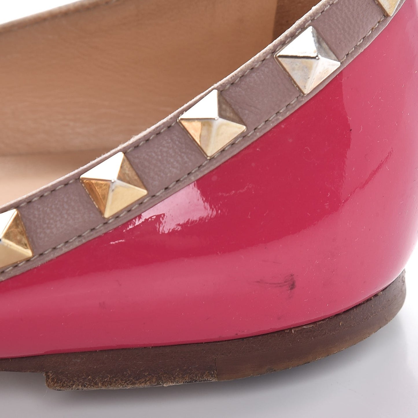 Patent Nappa Rockstud Ballerina Flats 38 Framboise Poudre