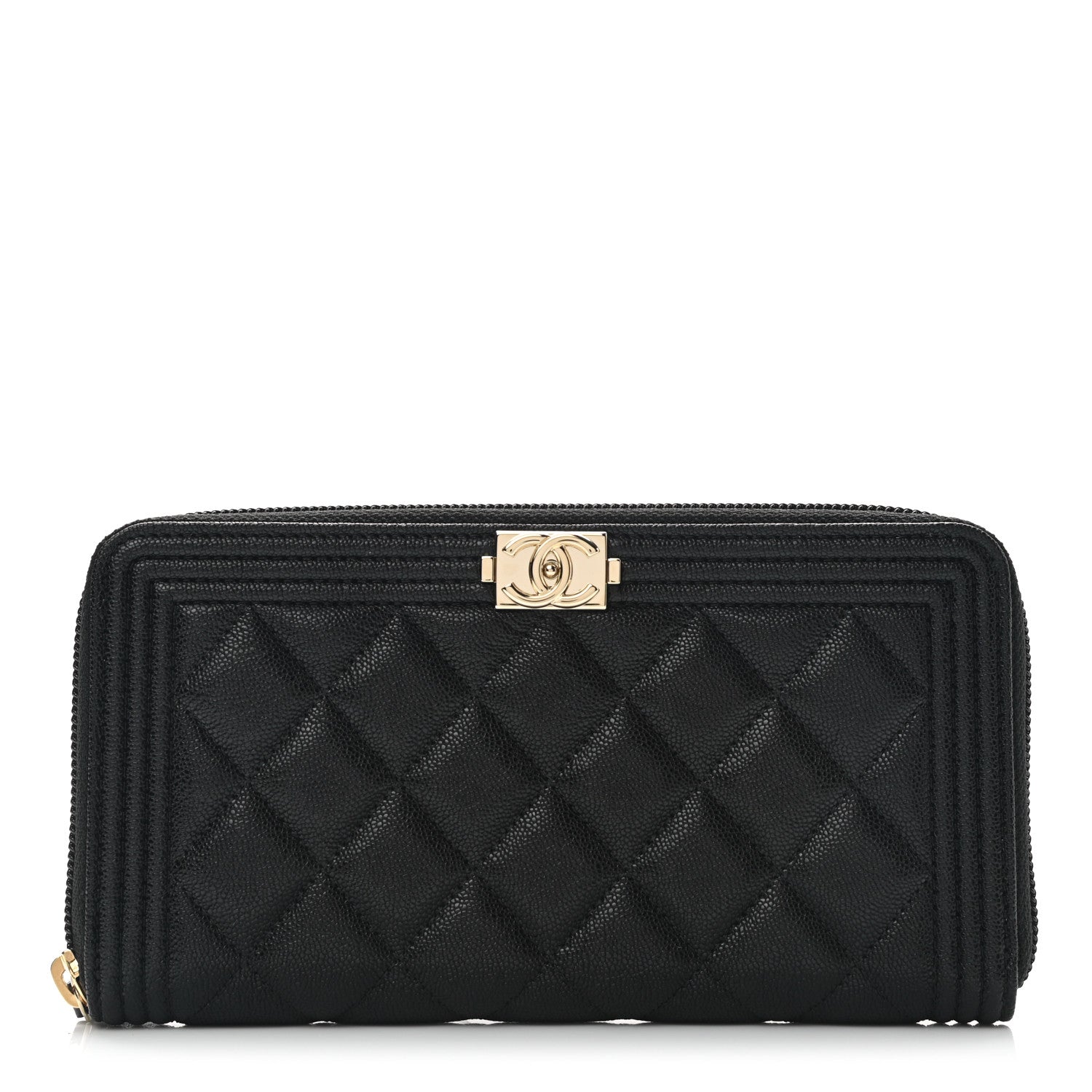 Chanel Caviar Quilted Boy Long Zip Around Wallet Black 1 of 9