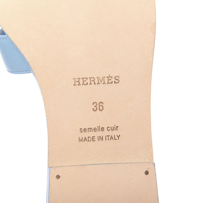 Hermes Calfskin Oran Sandals 36 Bleu Dorset 8 of 9