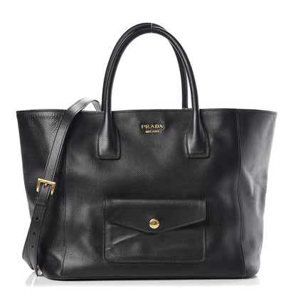 Prada Saffiano Cuir Front Pocket Tote Black 1 of 20