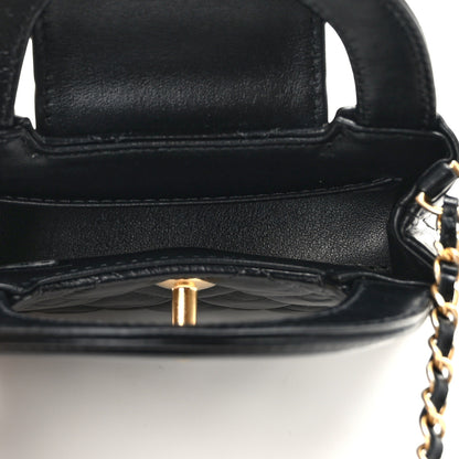 Chanel Shiny Aged Calfskin Quilted Mini Nano Kelly Shopper Black 5 of 12