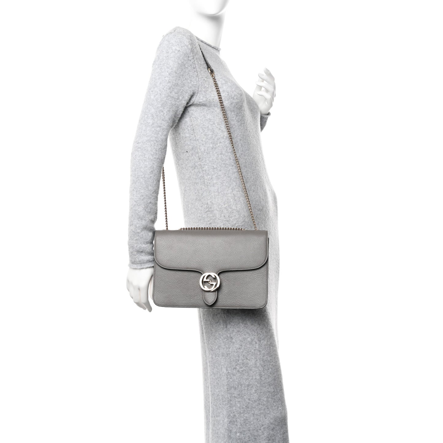 Dollar Calfskin Interlocking G Shoulder Bag Loess