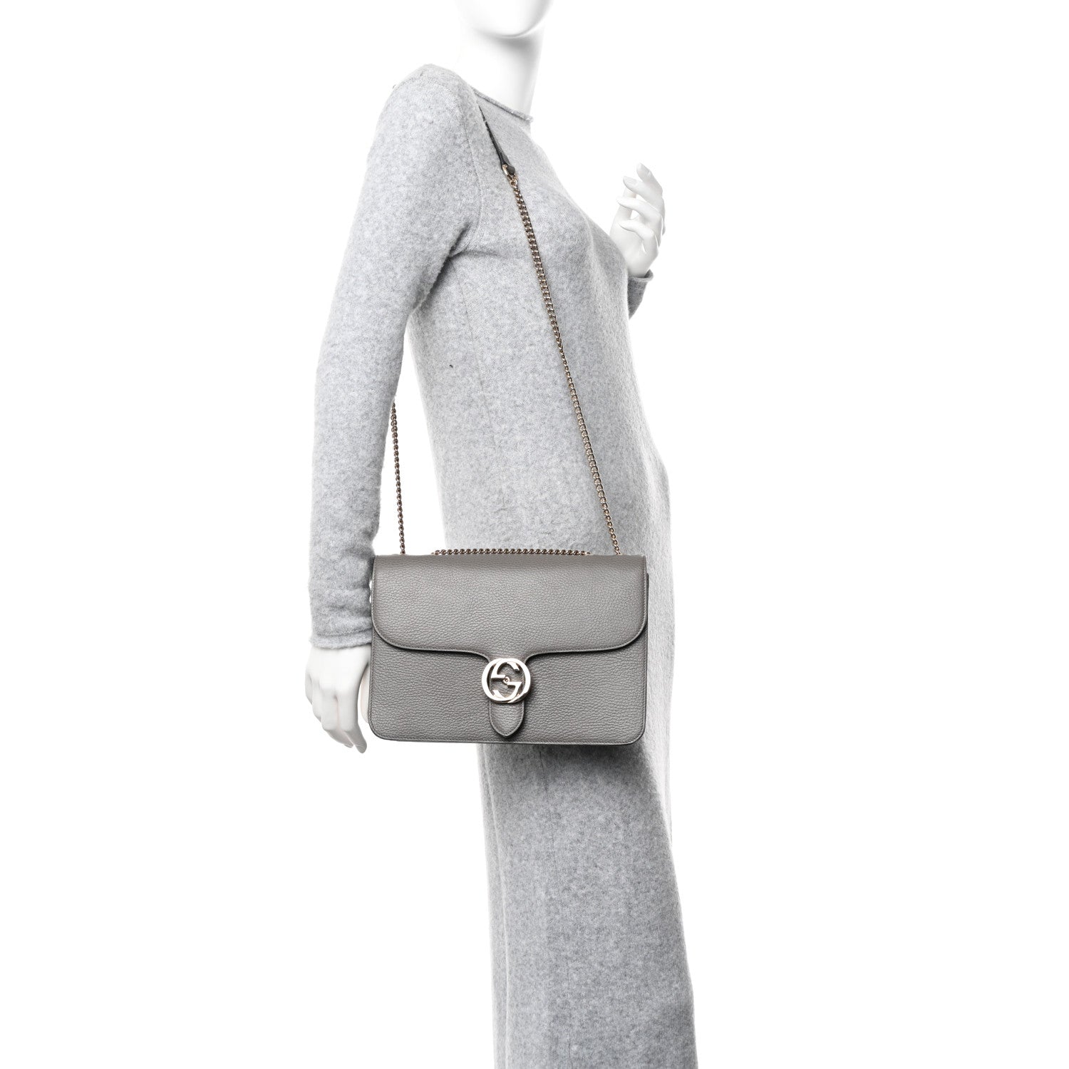 Gucci Dollar Calfskin Interlocking G Shoulder Bag Loess 3 of 10