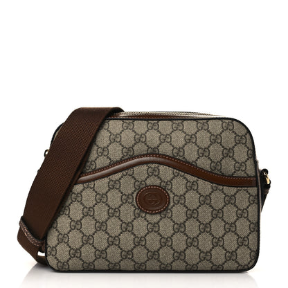 Gucci GG Supreme Monogram Azalea Calfskin Retro Interlocking G Messenger Shoulder Bag Beige Ebony Brown Sugar 1 of 8