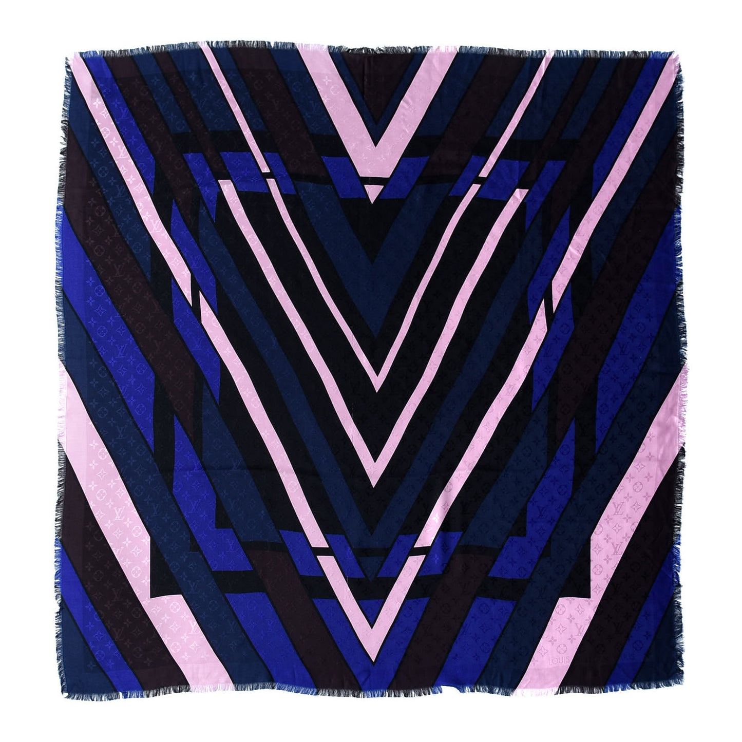 Silk Wool V Shawl Blue