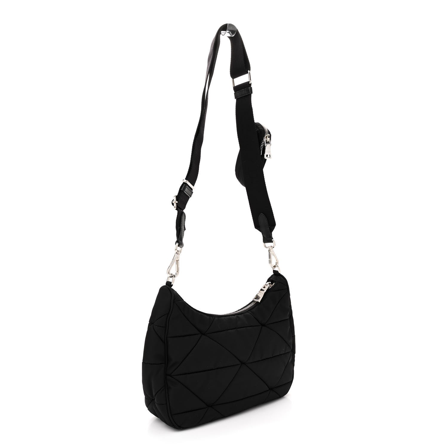 Prada Re-Nylon Triangle Padded Patchwork Shoulder Bag Black 3 of 9