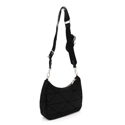 Prada Re-Nylon Triangle Padded Patchwork Shoulder Bag Black 3 of 9