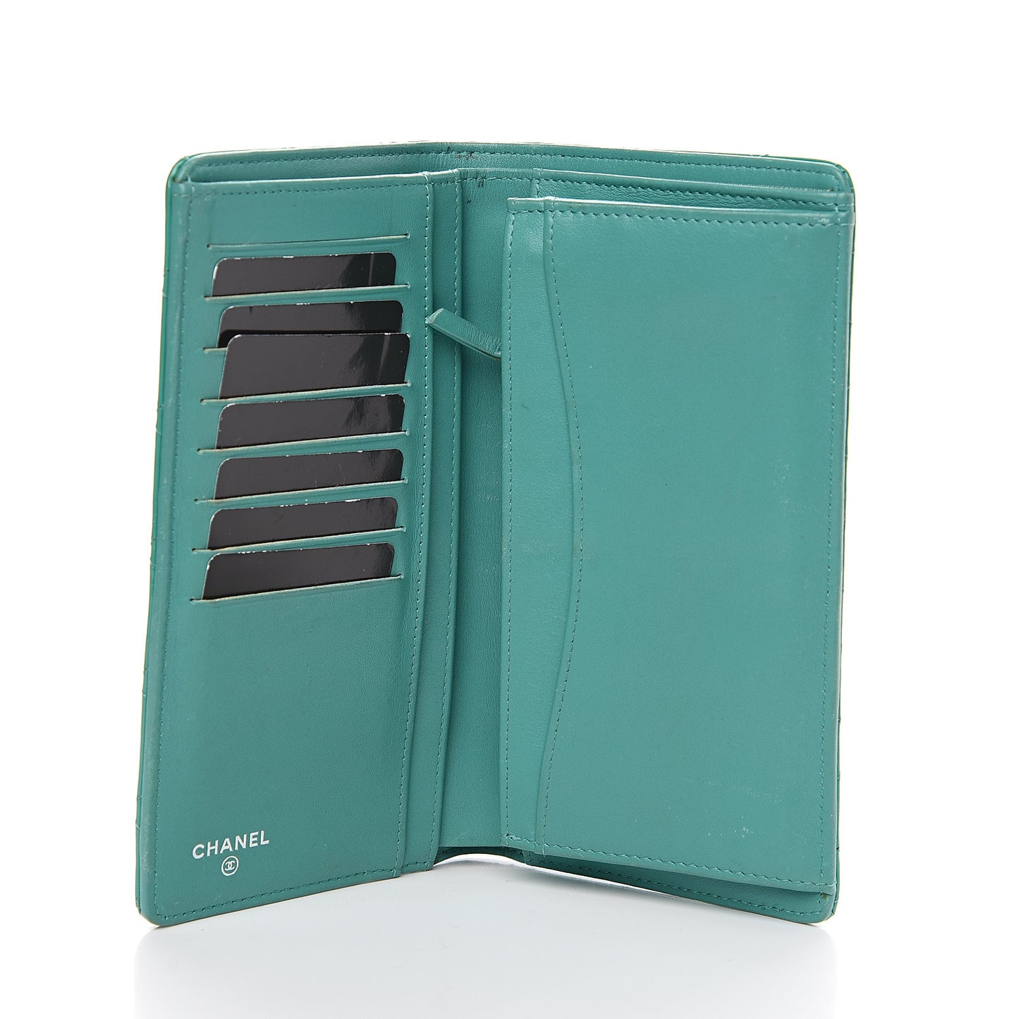 Patent Quilted Yen Wallet Turquoise