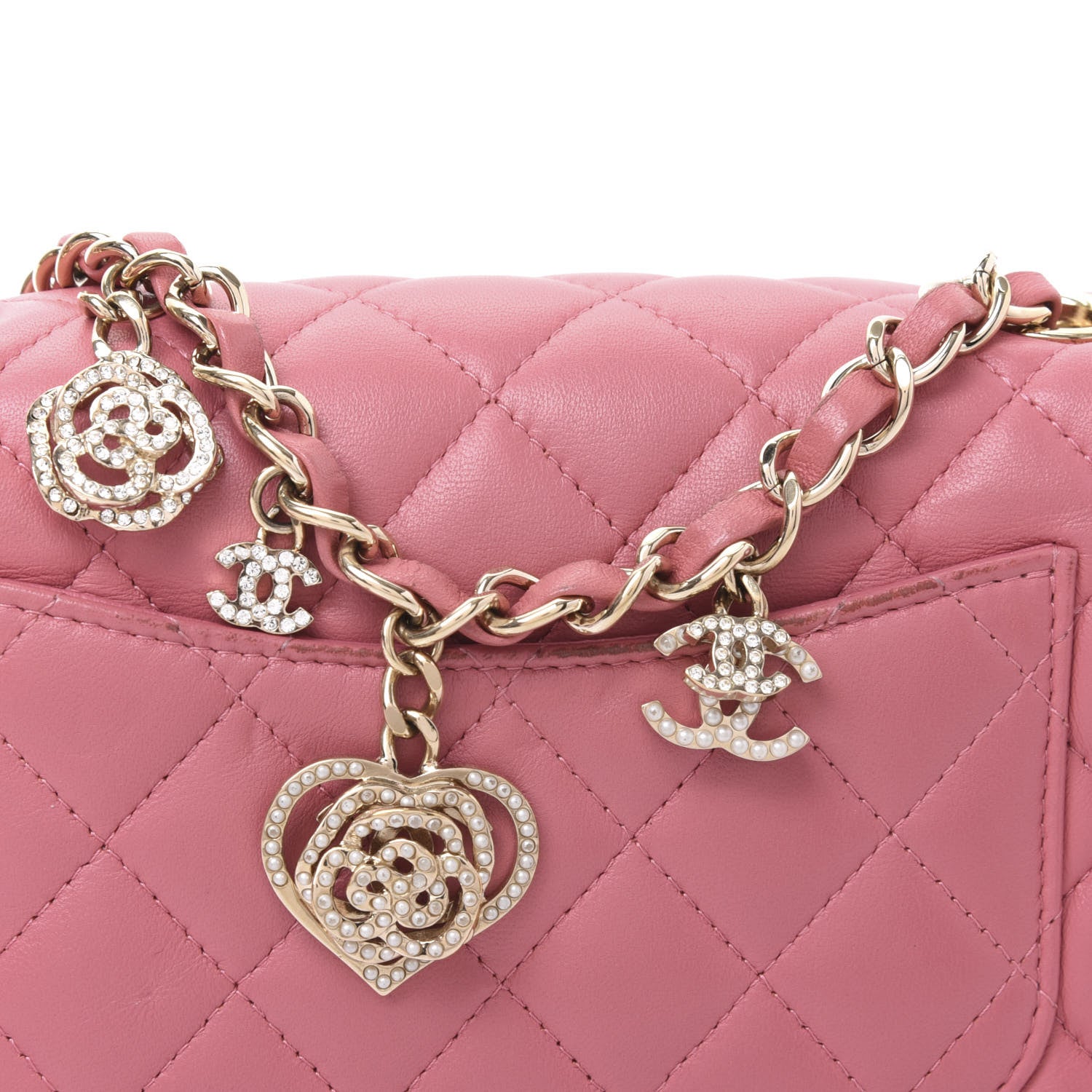 Chanel Lambskin Quilted Valentine Charms Mini Rectangular Flap Pink 10 of 10