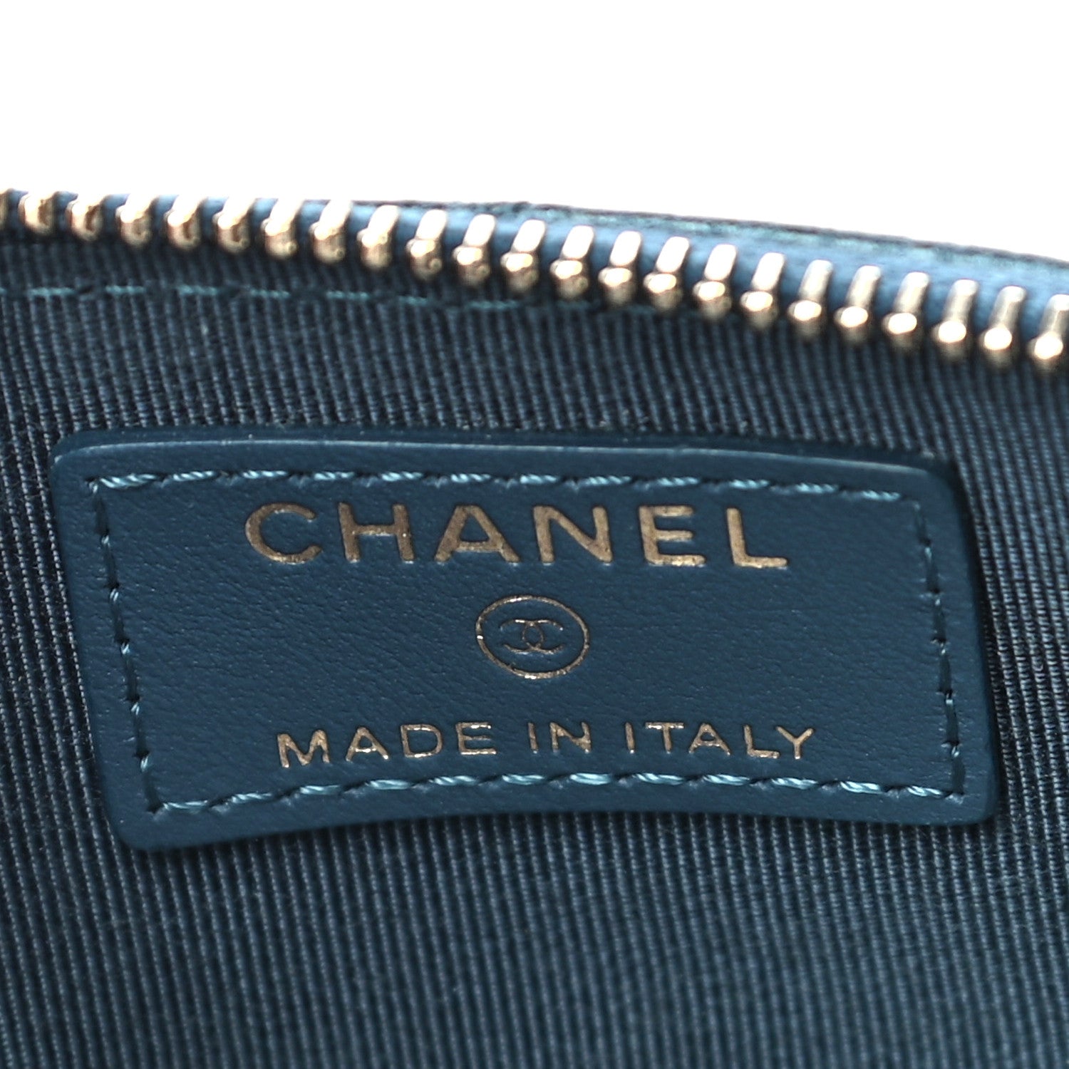 Chanel Iridescent Caviar Quilted Classic Zip Pouch Navy 6 of 11