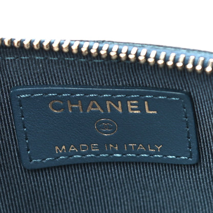 Chanel Iridescent Caviar Quilted Classic Zip Pouch Navy 6 of 11