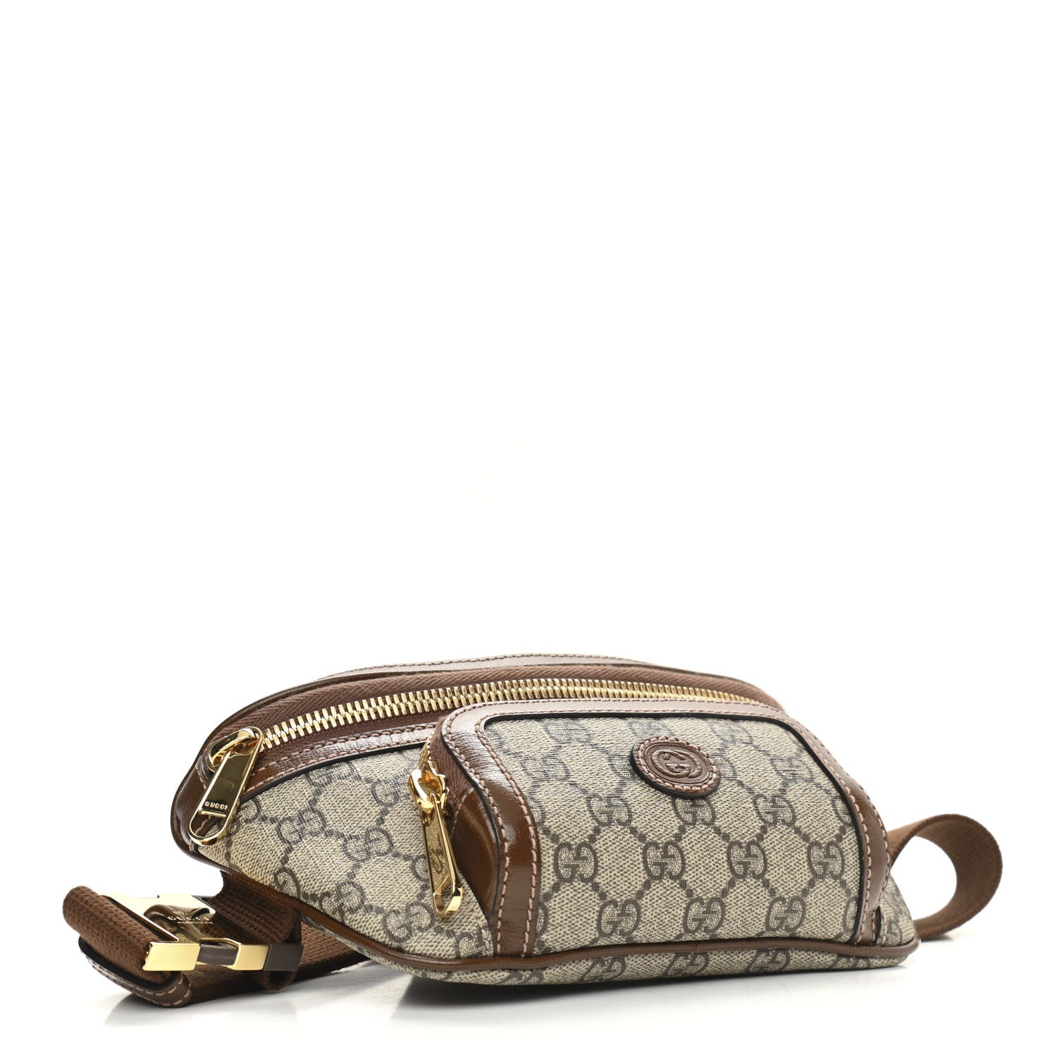 Gucci GG Supreme Monogram Textured Calfskin Retro Interlocking G Belt Bag Beige Ebony Brown Sugar 4 of 10