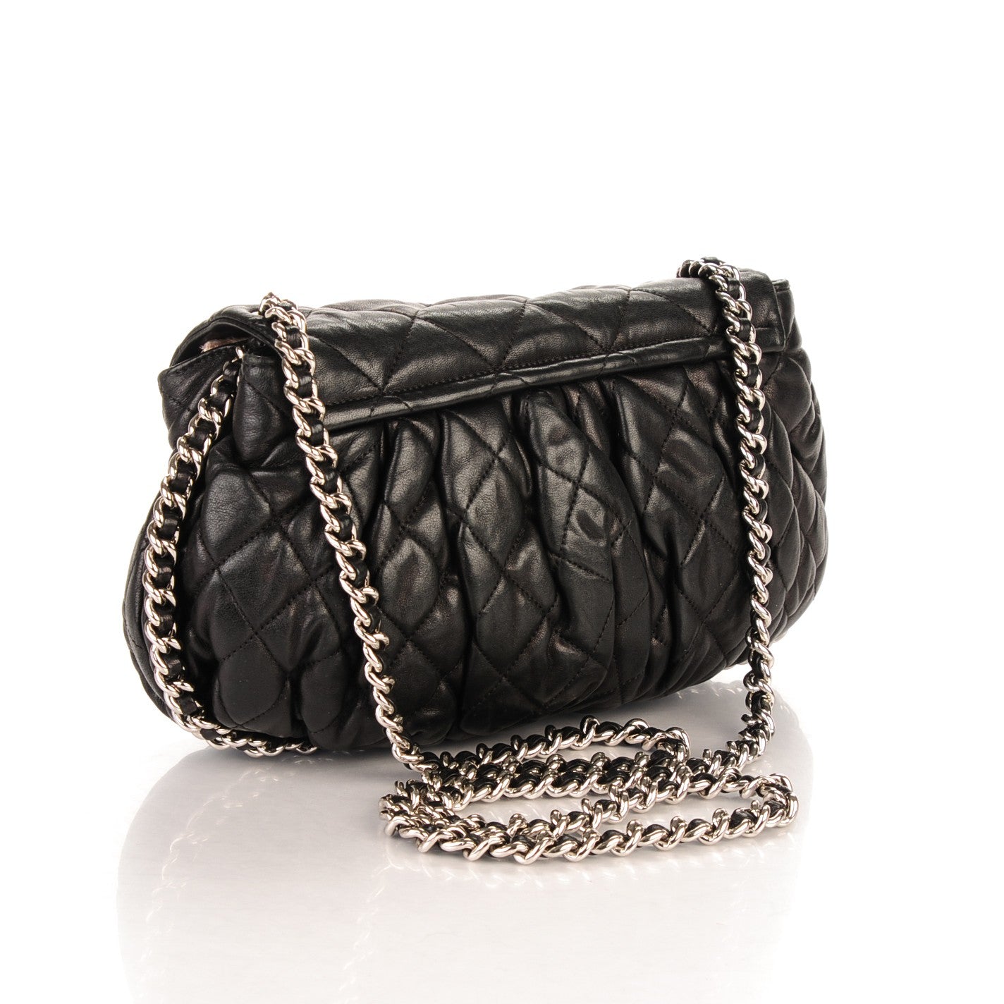 Chanel Washed Lambskin Quilted Medium Chain Around Messenger Black 3 of 7
