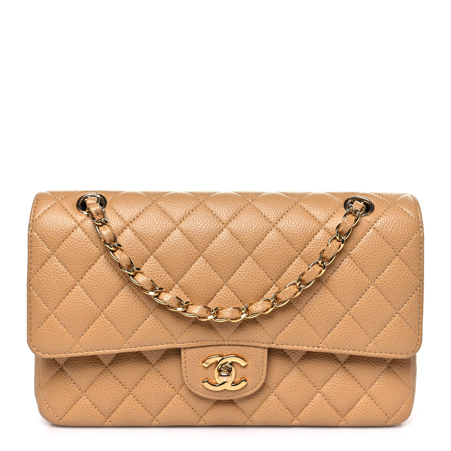 Chanel Caviar Quilted Medium Double Flap Beige 1 of 10