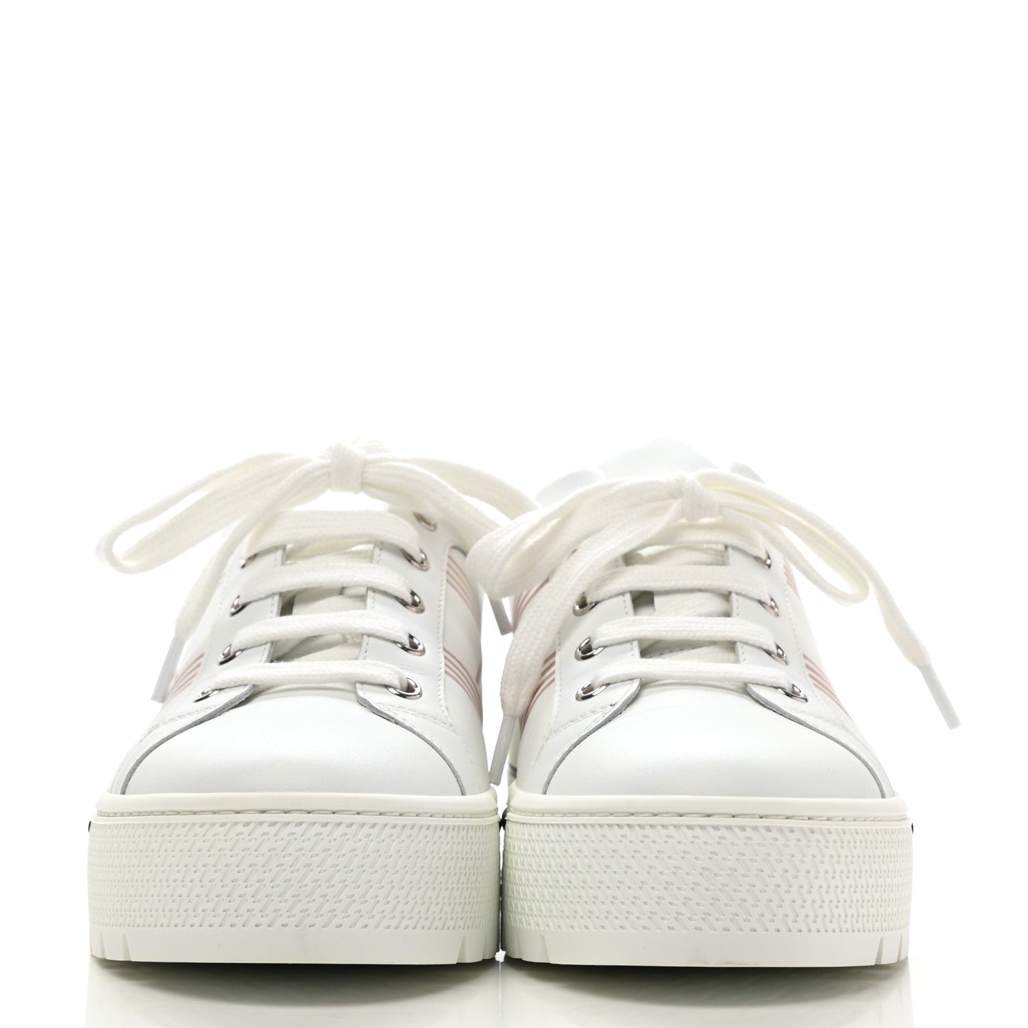 Hermes Calfskin Nappa Dare Sneakers 37 White Rose Dore 2 of 11