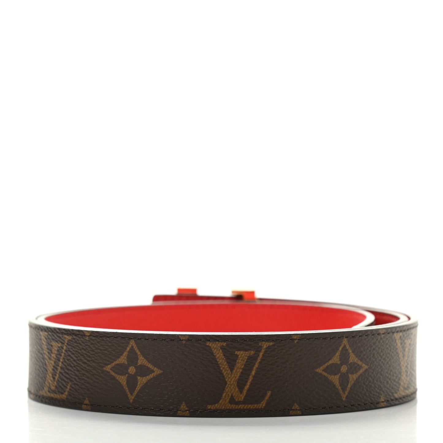 Calfskin Monogram 30mm LV Initiales Reversible Belt 95 38 Coquelicot
