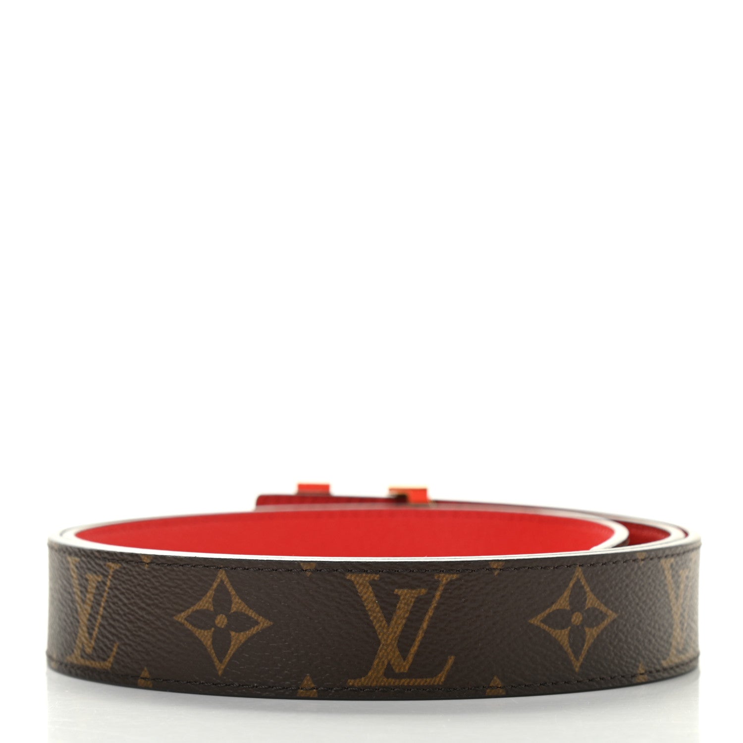 Louis Vuitton Calfskin Monogram 30mm LV Initiales Reversible Belt 95 38 Coquelicot 2 of 5