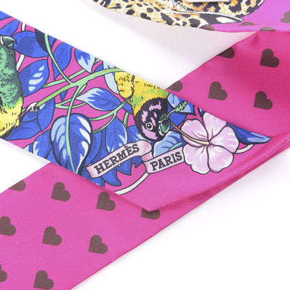 Hermes Silk Jungle Love Love Twilly Rose Vif Bleu Roy 3 of 4