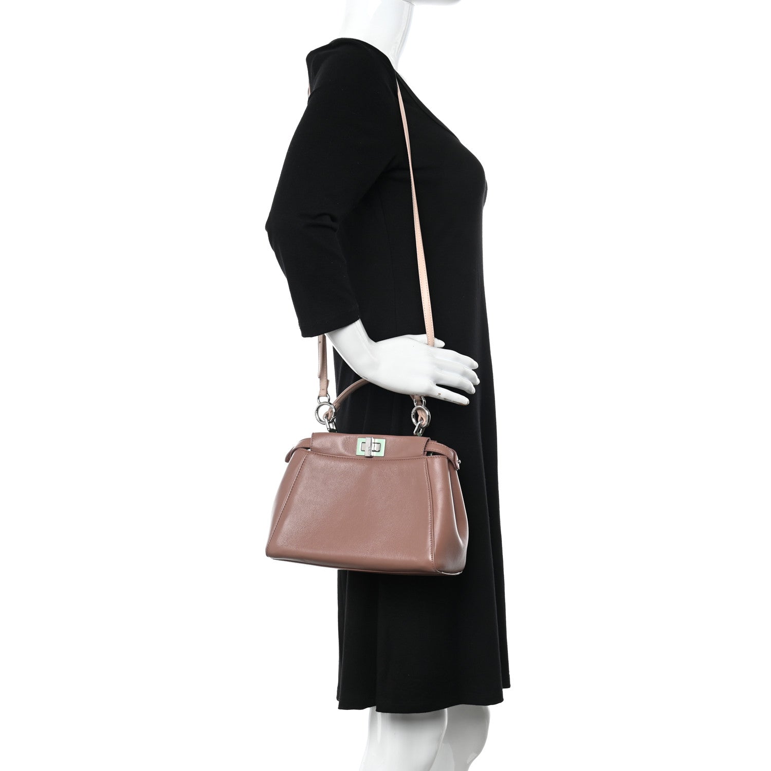 Fendi Nappa Colorblock Mini Peekaboo Iconic Satchel English Rose Plaster Oxigen 2 of 10