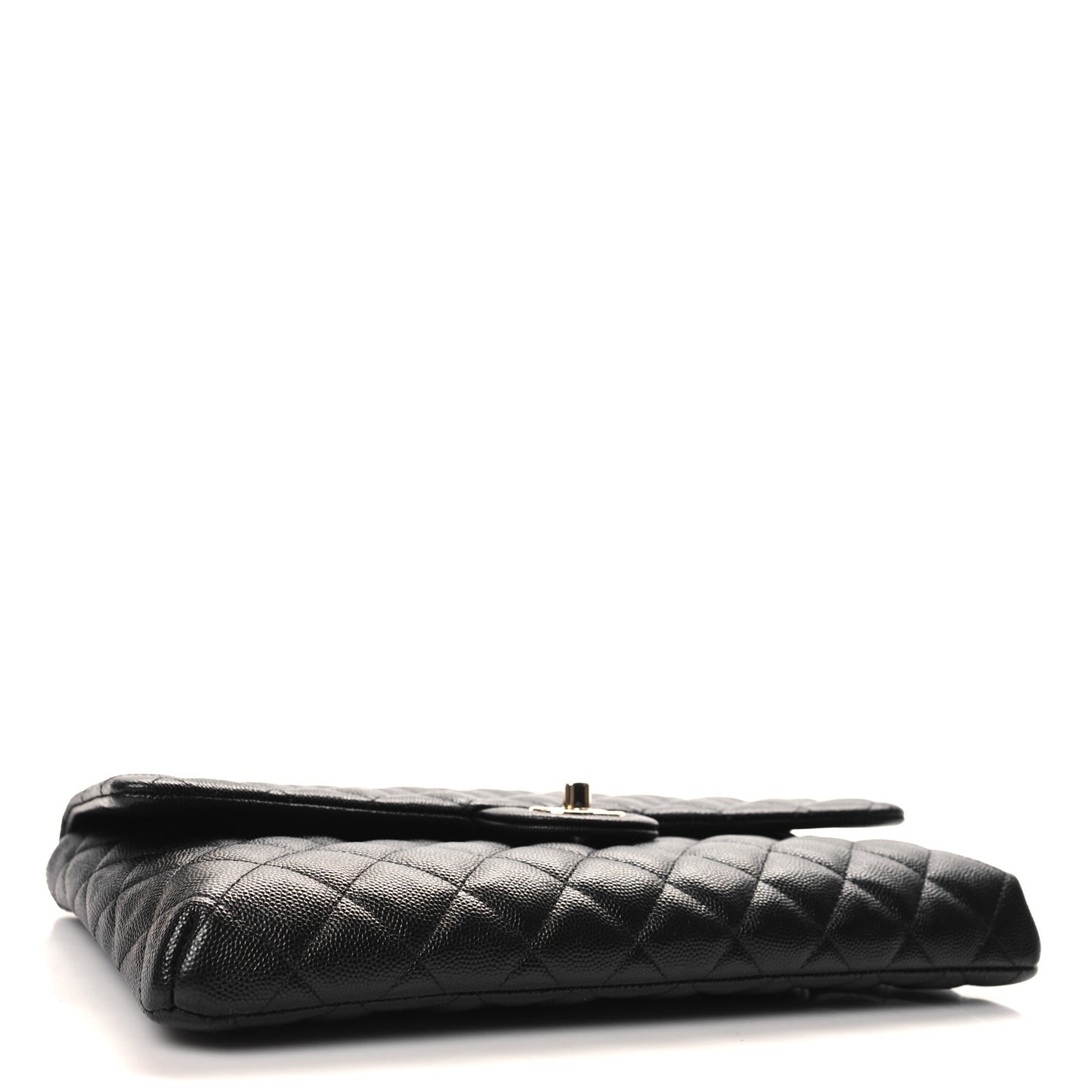 Caviar Quilted Flap Clutch Black