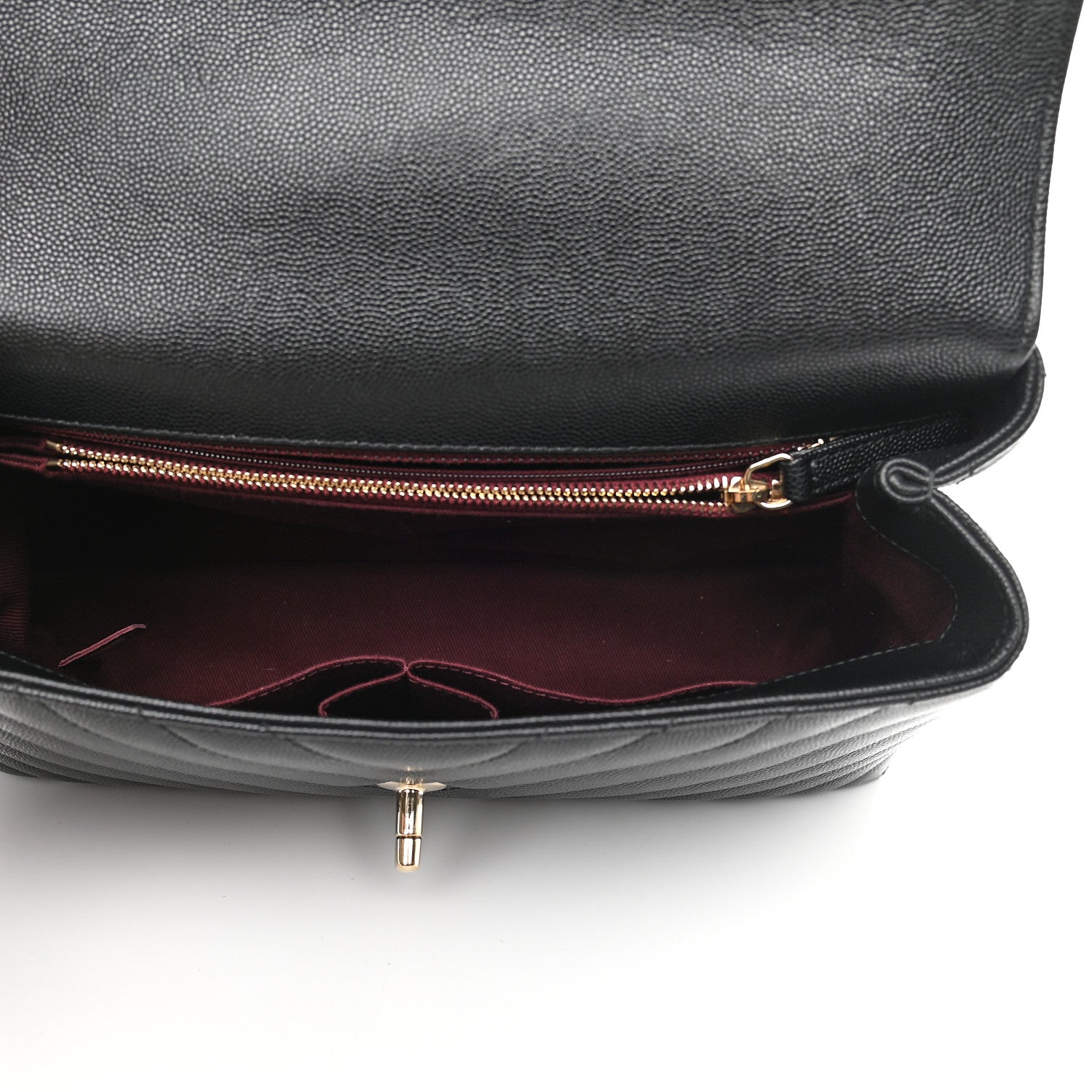 Chanel Caviar Lizard Embossed Quilted Chevron Small Coco Handle Flap Black 5 of 9