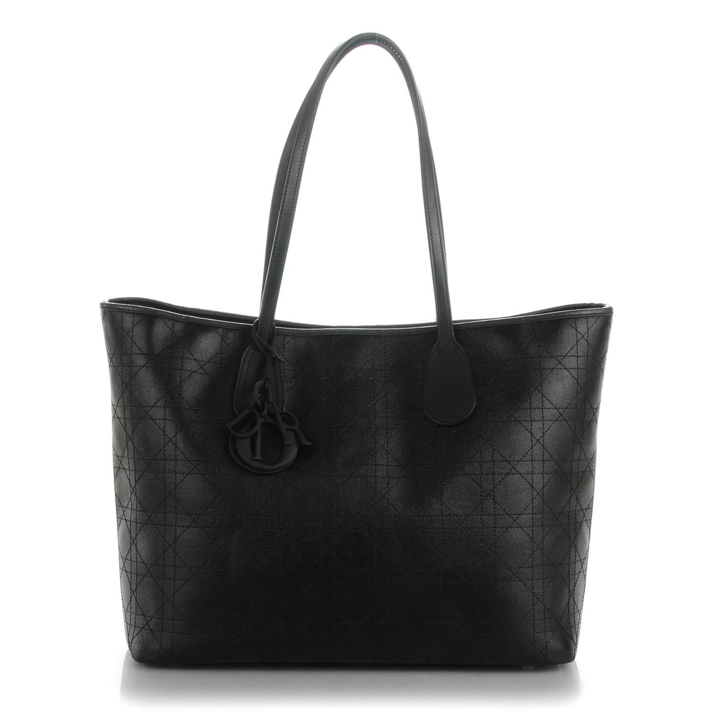 Coated Canvas Cannage Panarea Shopping Tote Black