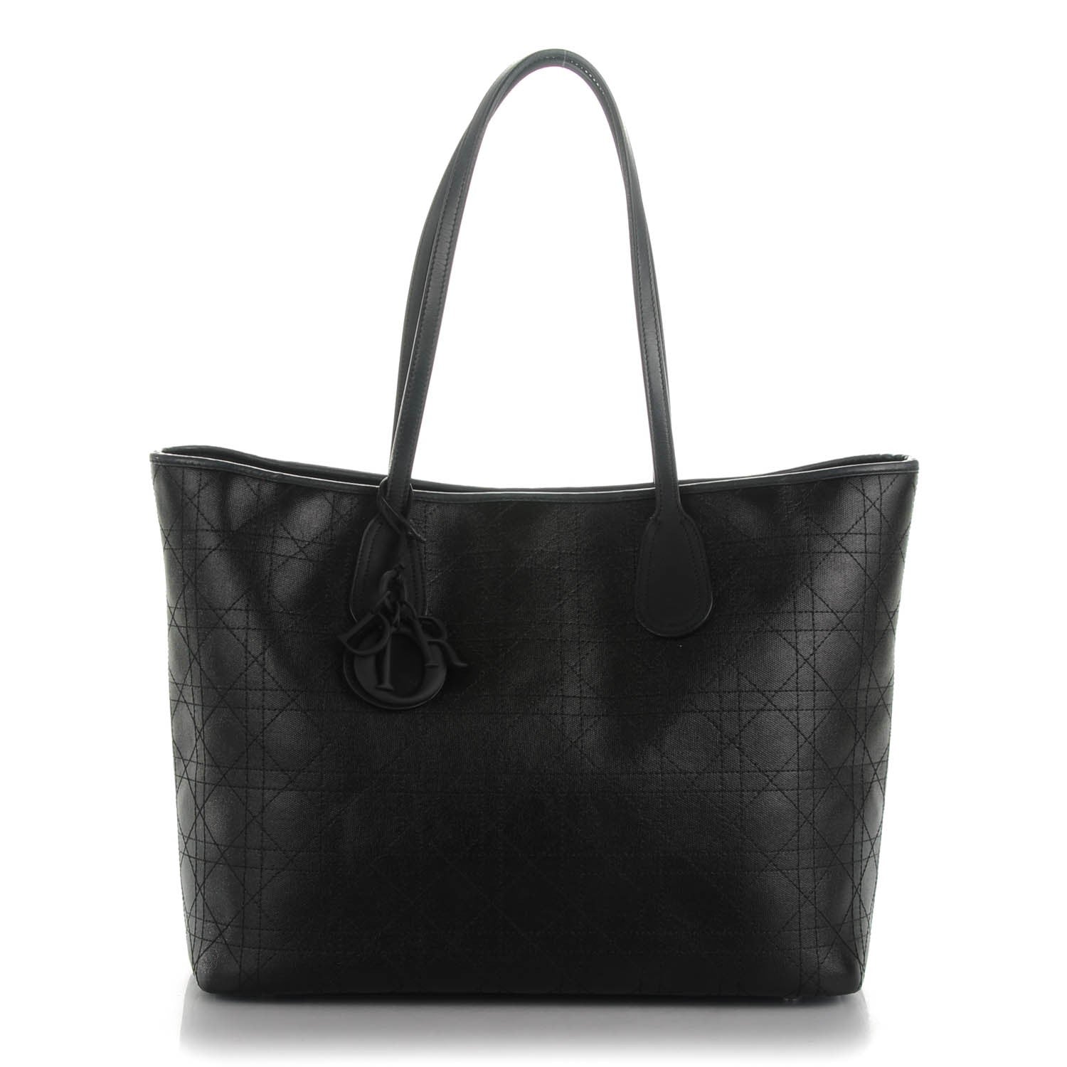 Christian Dior Coated Canvas Cannage Panarea Shopping Tote Black 1 of 9