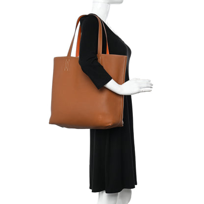 Hermes Taurillon Clemence Double Sens 45 Reversible Tote Orange Gold 2 of 17