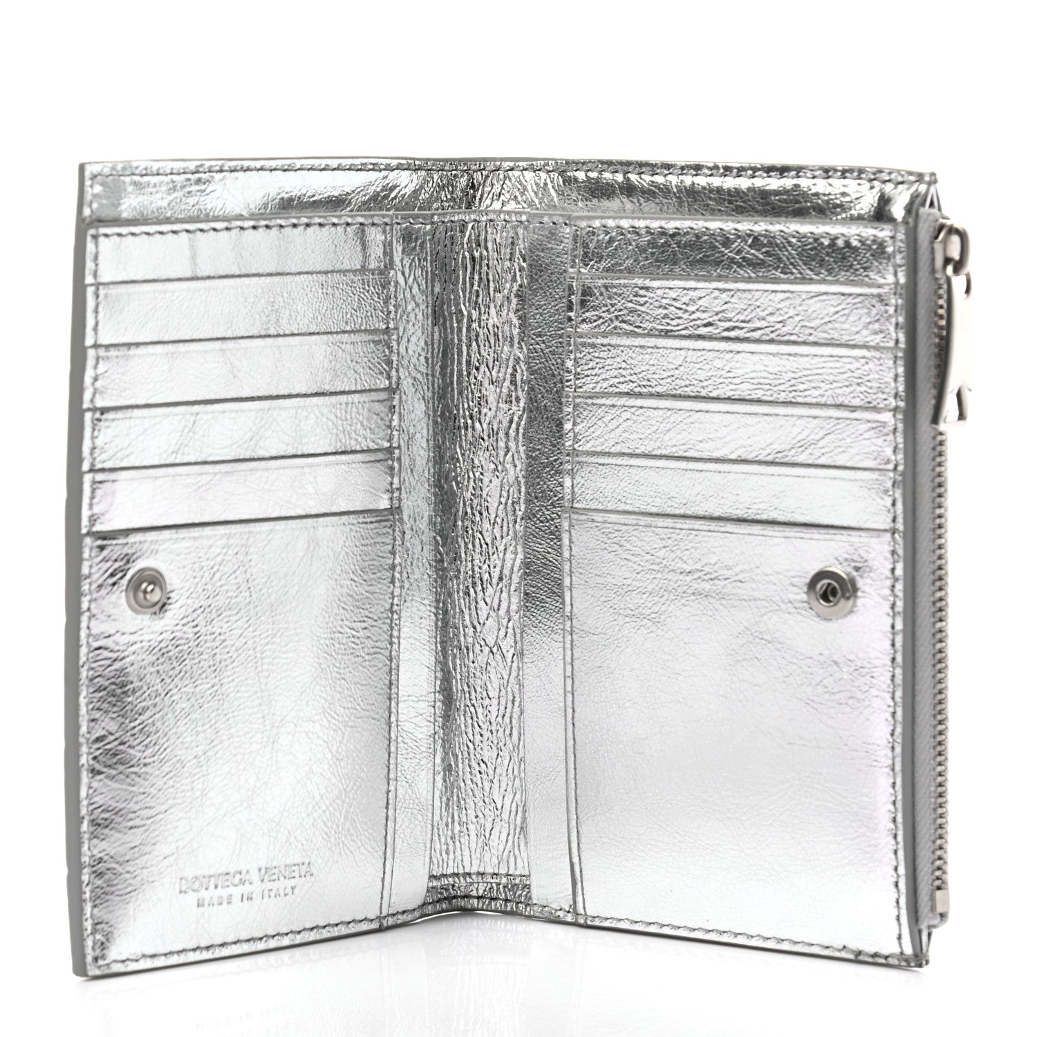 Bottega Veneta Metallic Calfskin Intrecciato Wallet Silver 5 of 6