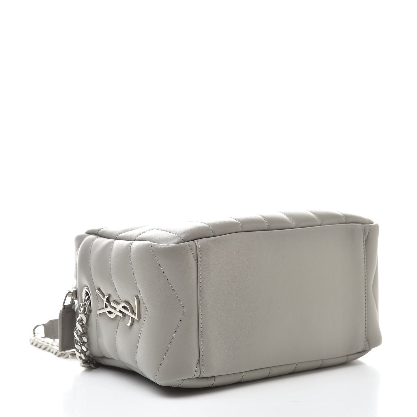 Calfskin Y Quilted Monogram Small Loulou Bowling Bag Light Gray