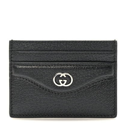 Gucci Textured Dollar Calfskin Interlocking G Card Holder Black 1 of 8