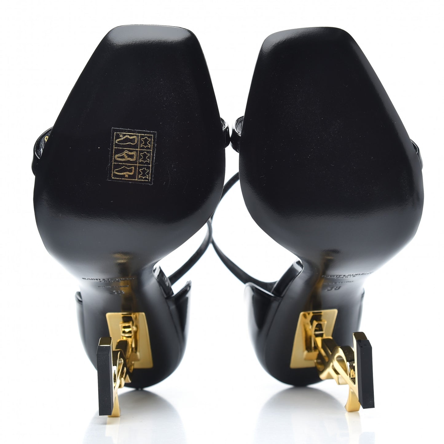 Patent Calfskin Opyum 110 Sandals 38 Black Gold