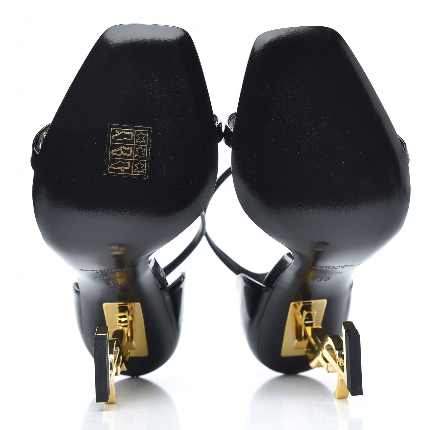 Saint Laurent Patent Calfskin Opyum 110 Sandals 38 Black Gold 5 of 8